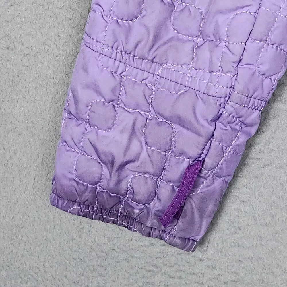 Columbia Jacket Youth 10/12 Purple Reversible Fleece Quilted Hooded Insulated